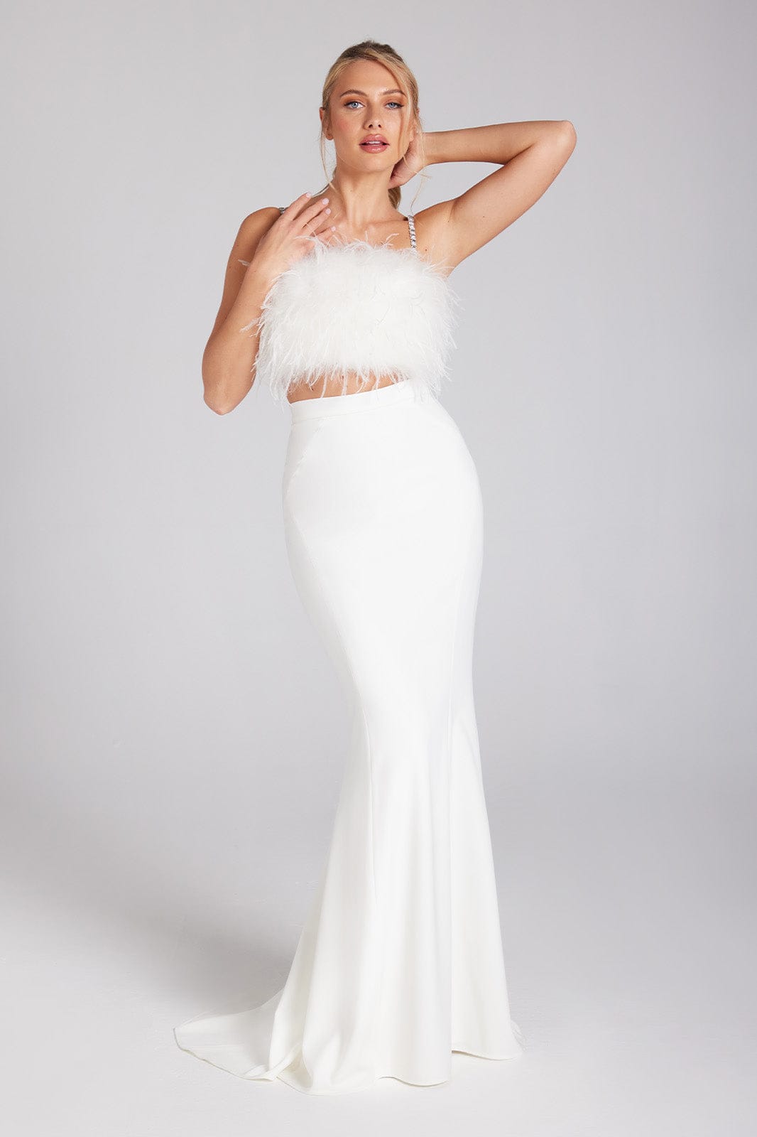 NADINE MERABI Skirts Carolina White Maxi Skirt