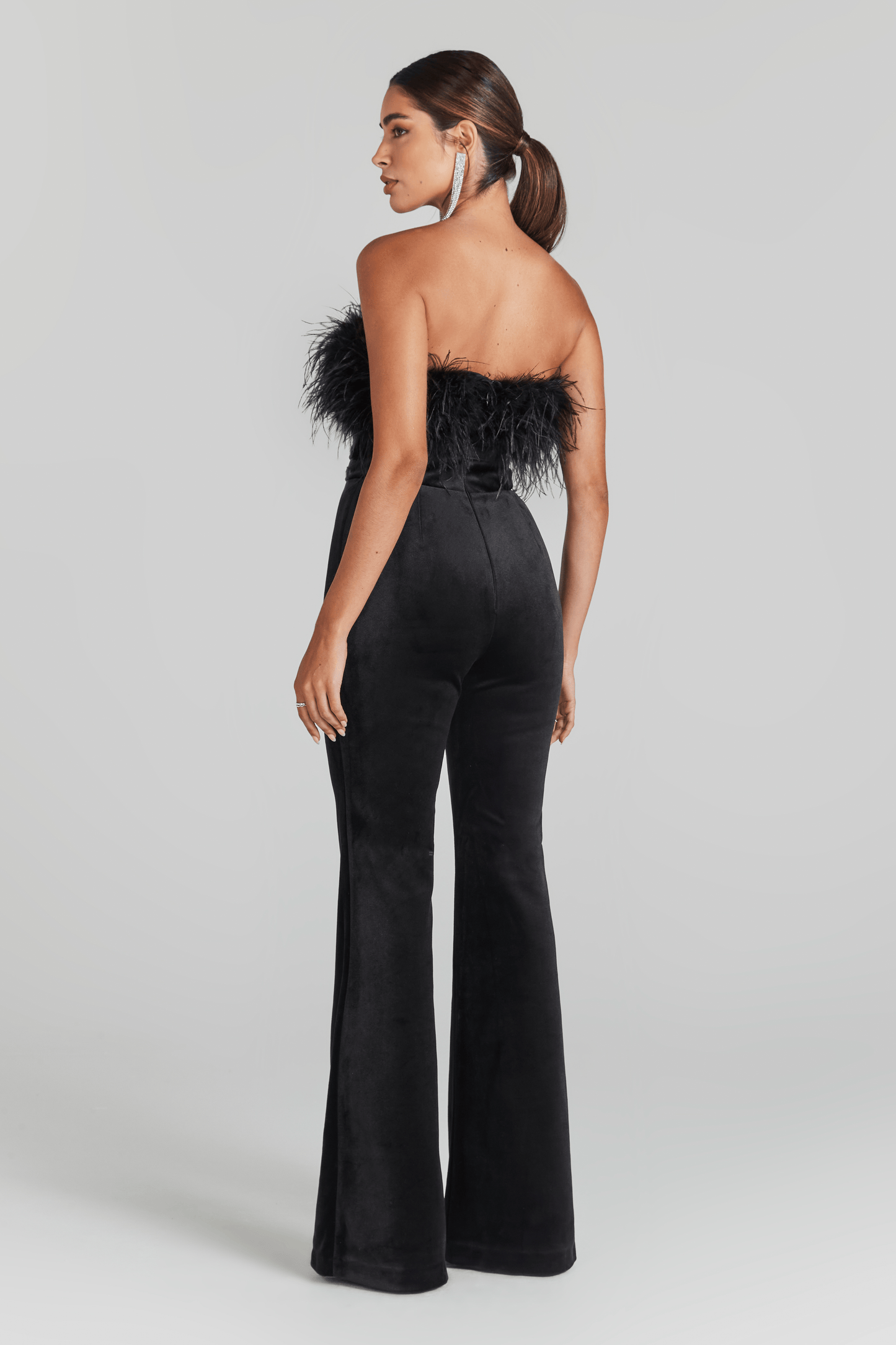 NADINE MERABI Jumpsuits COLETTE Black Feather Jumpsuit