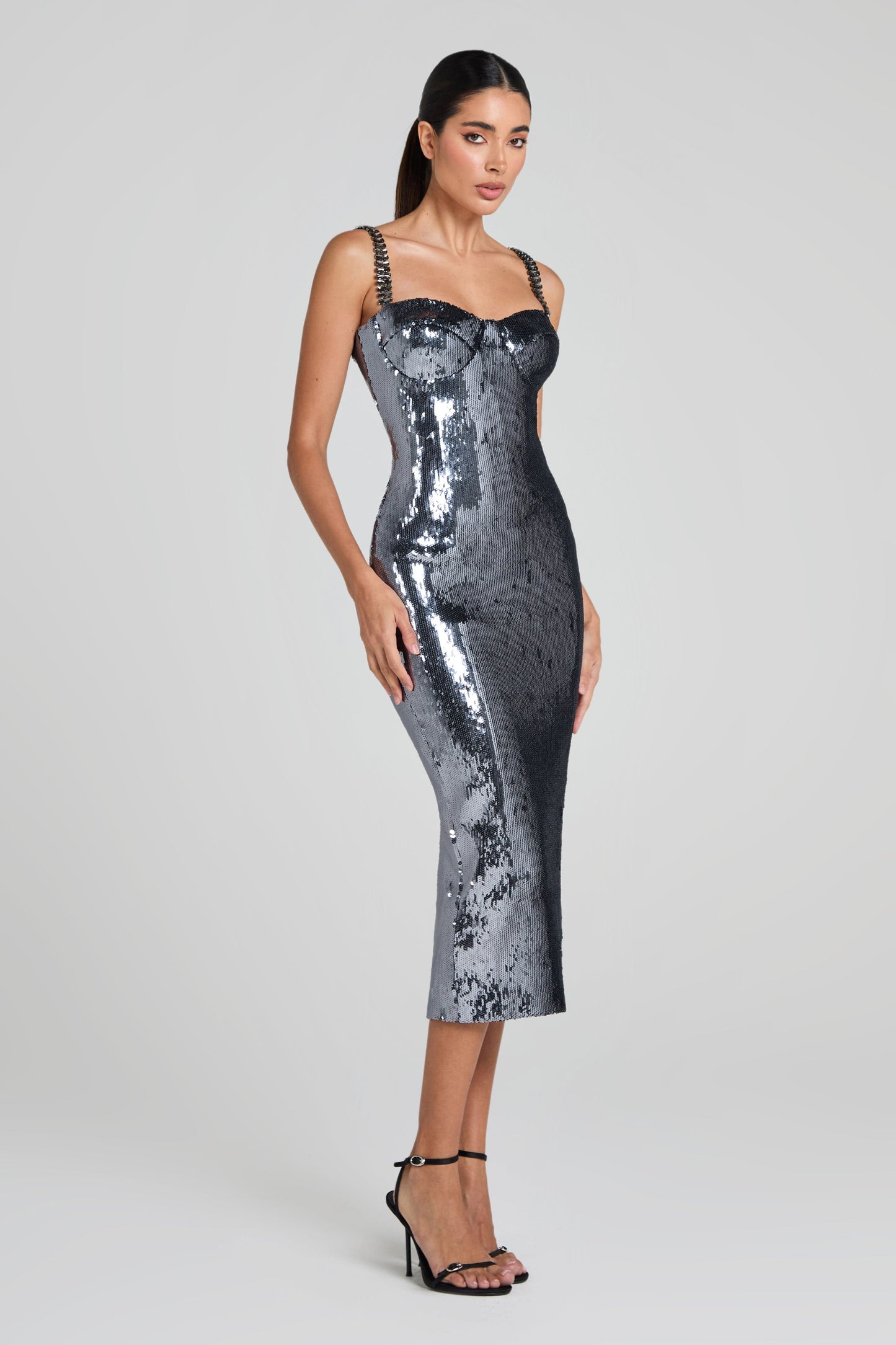 NADINE MERABI Dresses Brooke Silver Dress