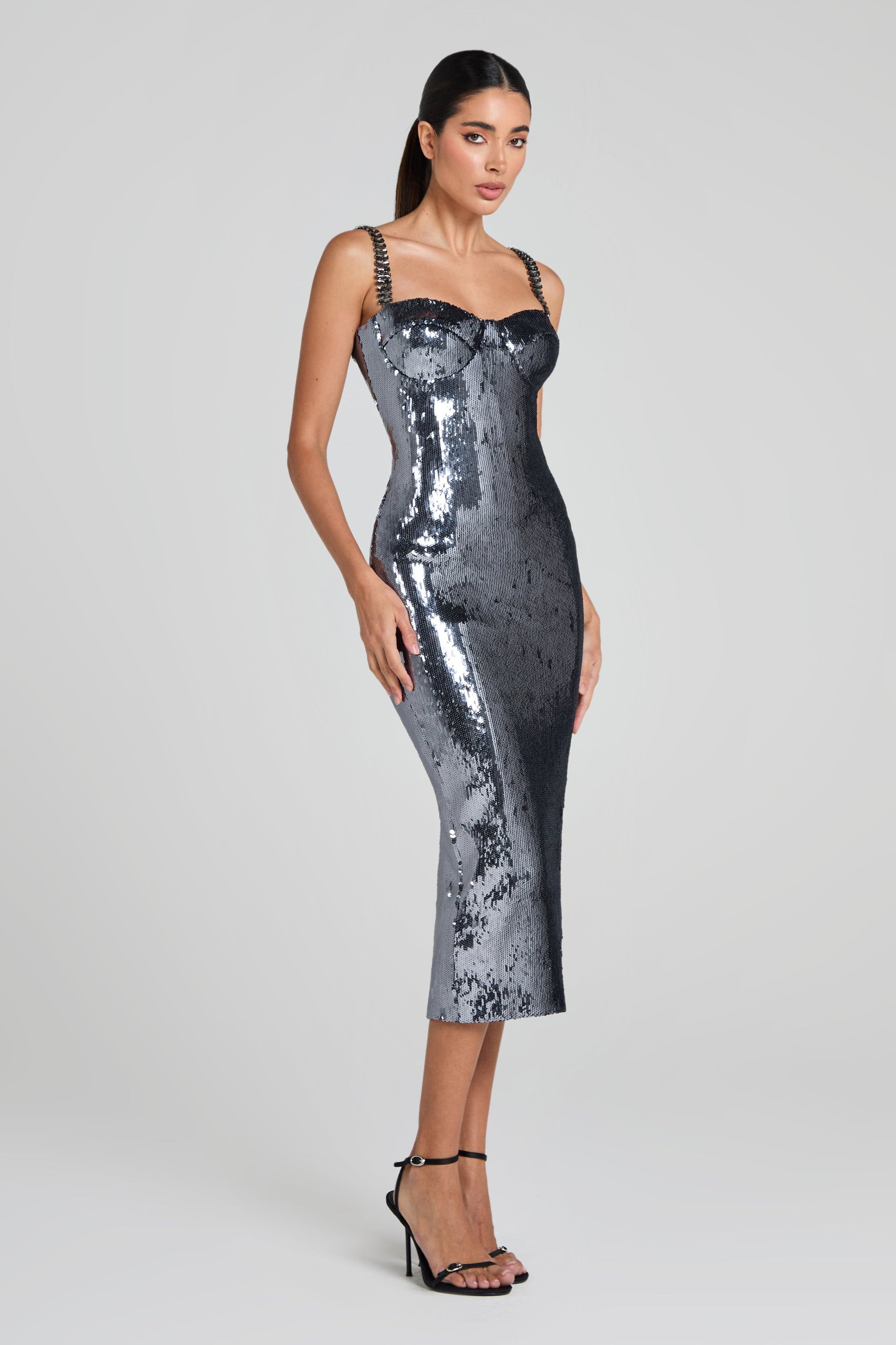 NADINE MERABI Dresses Brooke Silver Dress