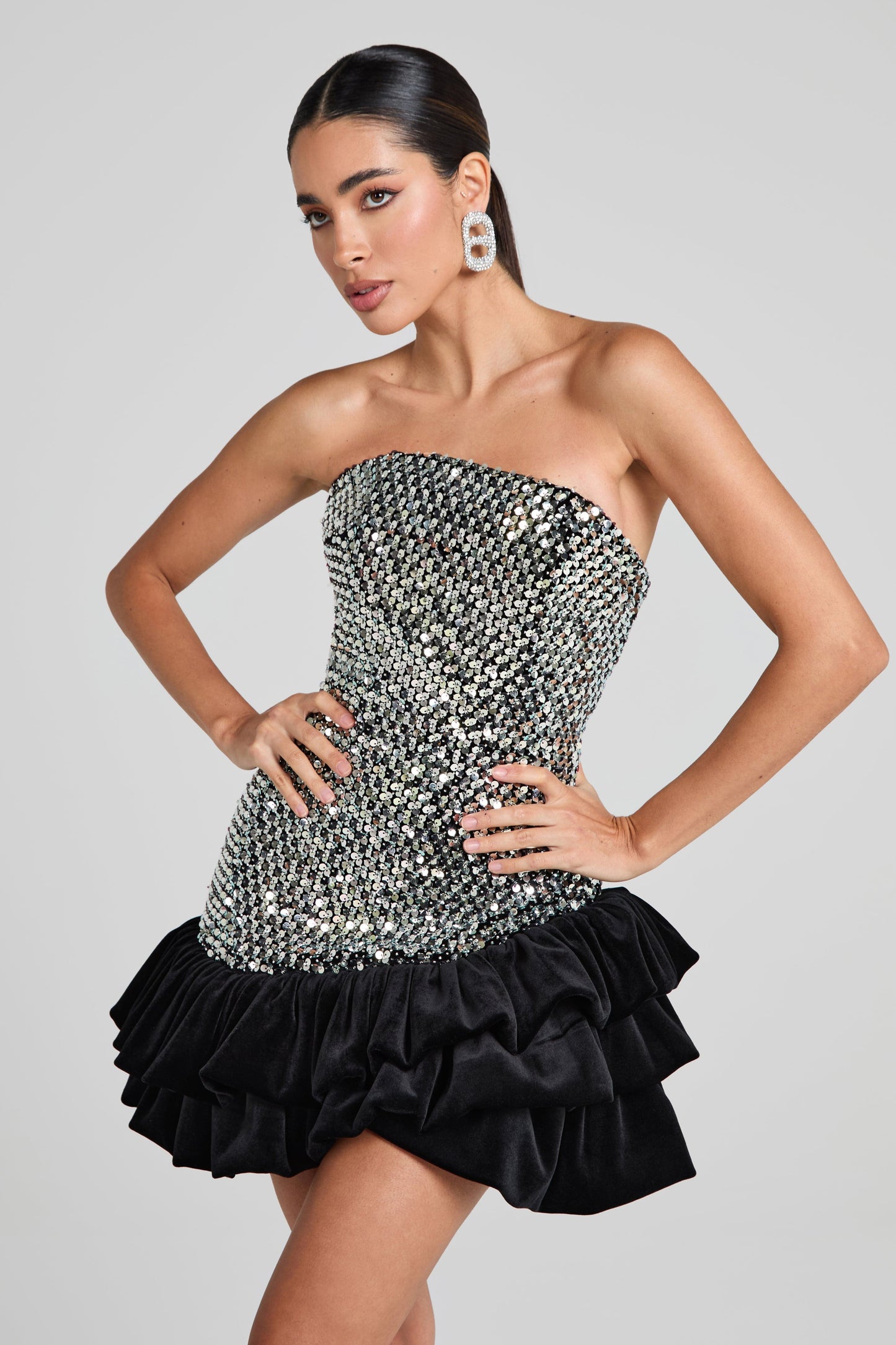 NADINE MERABI Dresses Francesca Silver Dress