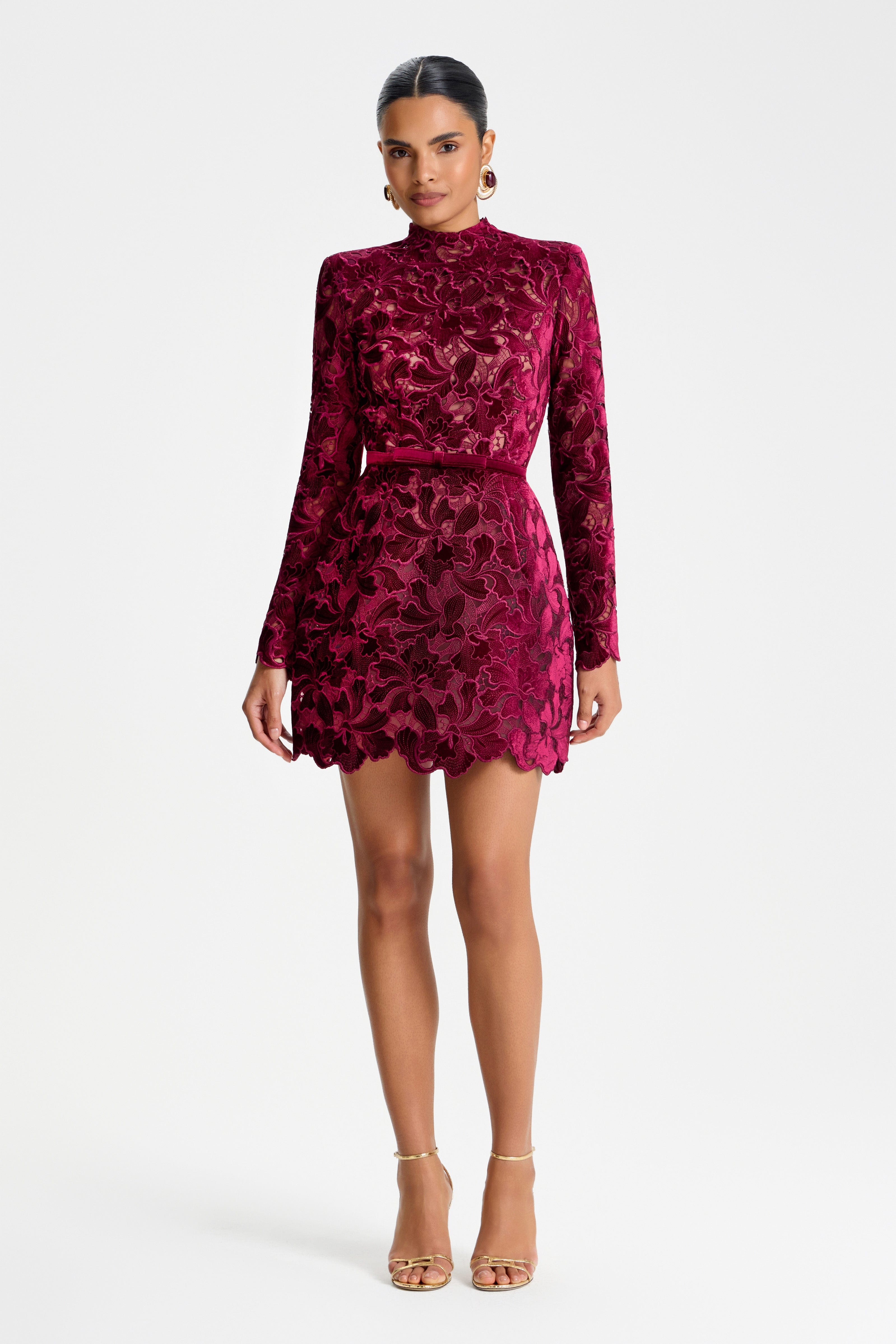 Lydia Burgundy Lace Mini Dress
