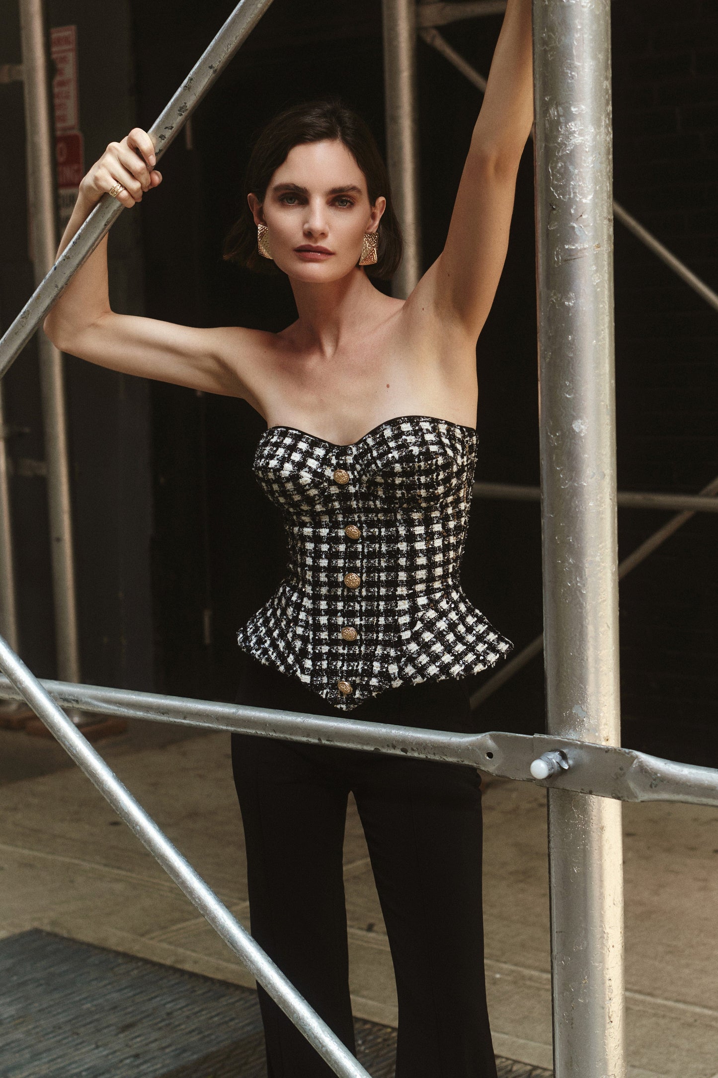 NADINE MERABI Tops Maya Check Top