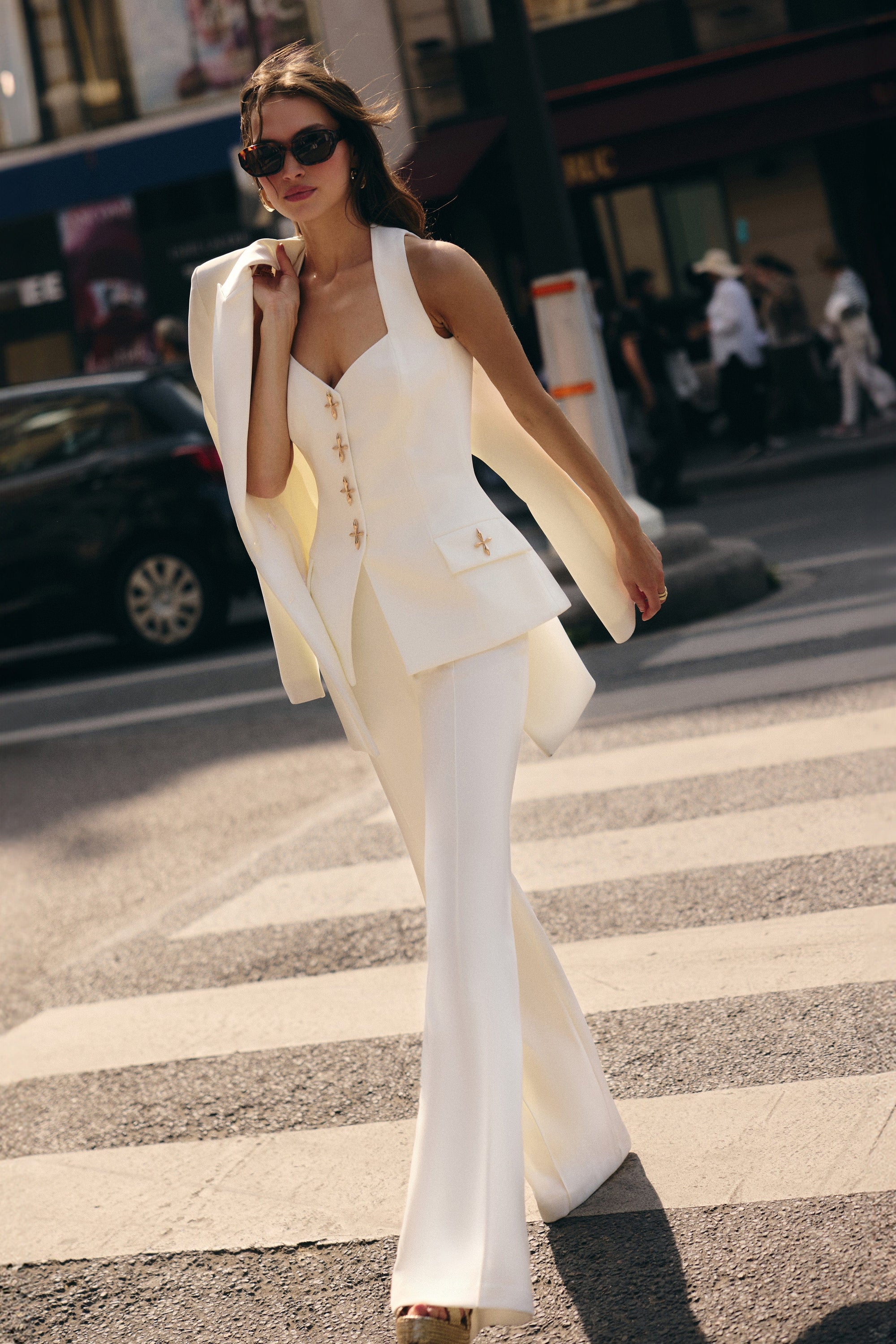 NADINE MERABI Tops Zoe White Waistcoat