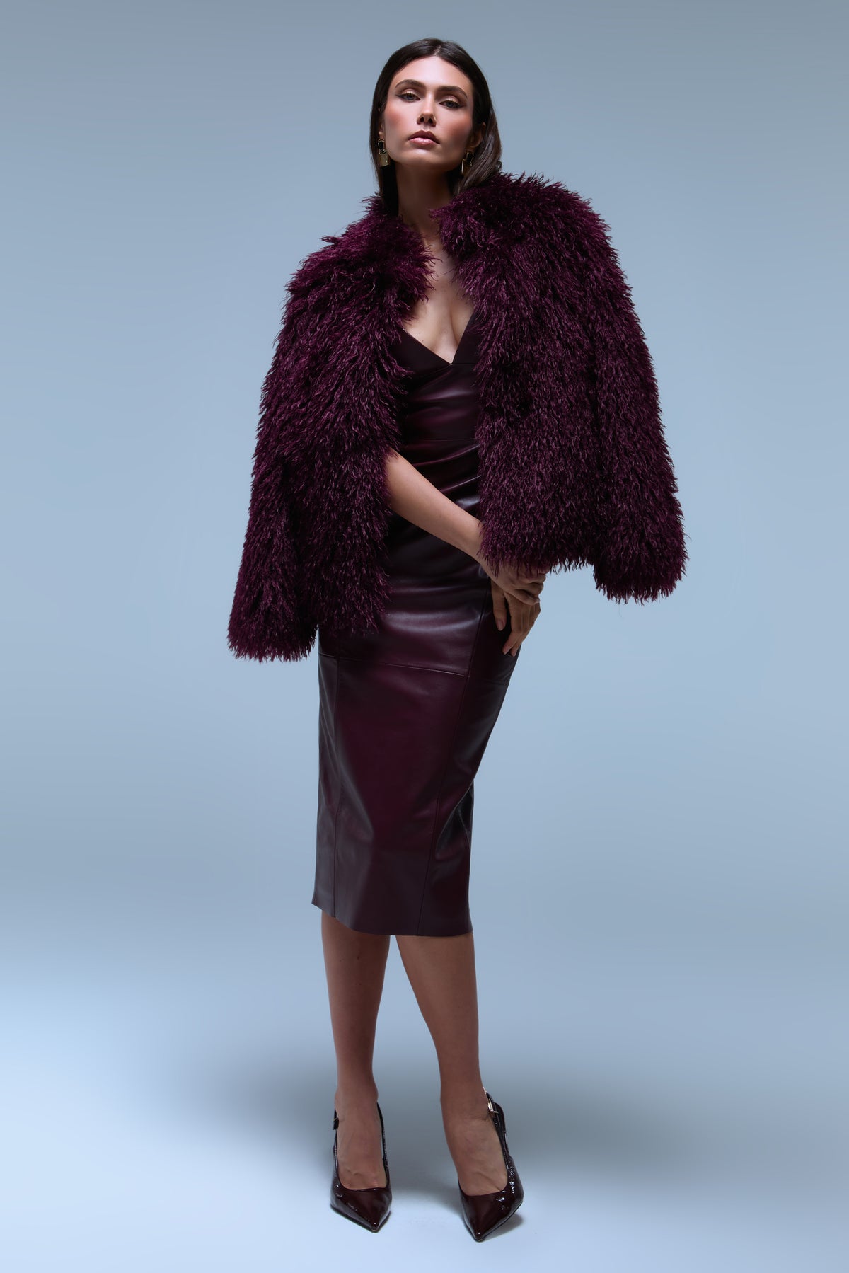 Bianca Burgundy Leather Dress
