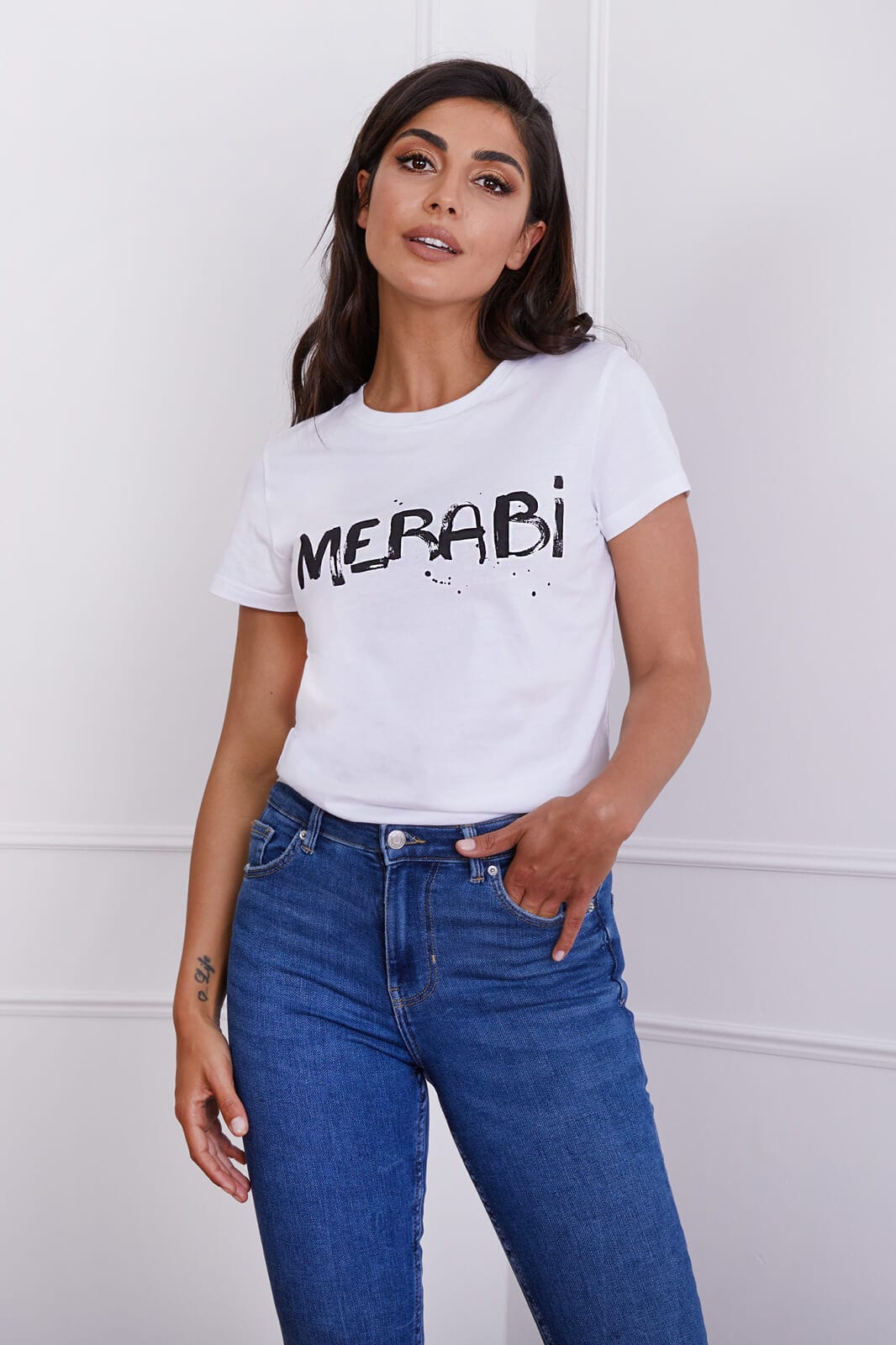 NADINE MERABI Tops MERABI White Logo T-Shirt