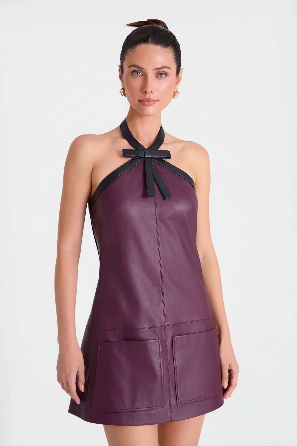 MINI Dresses HARLOW BURGUNDY LEATHER DRESS