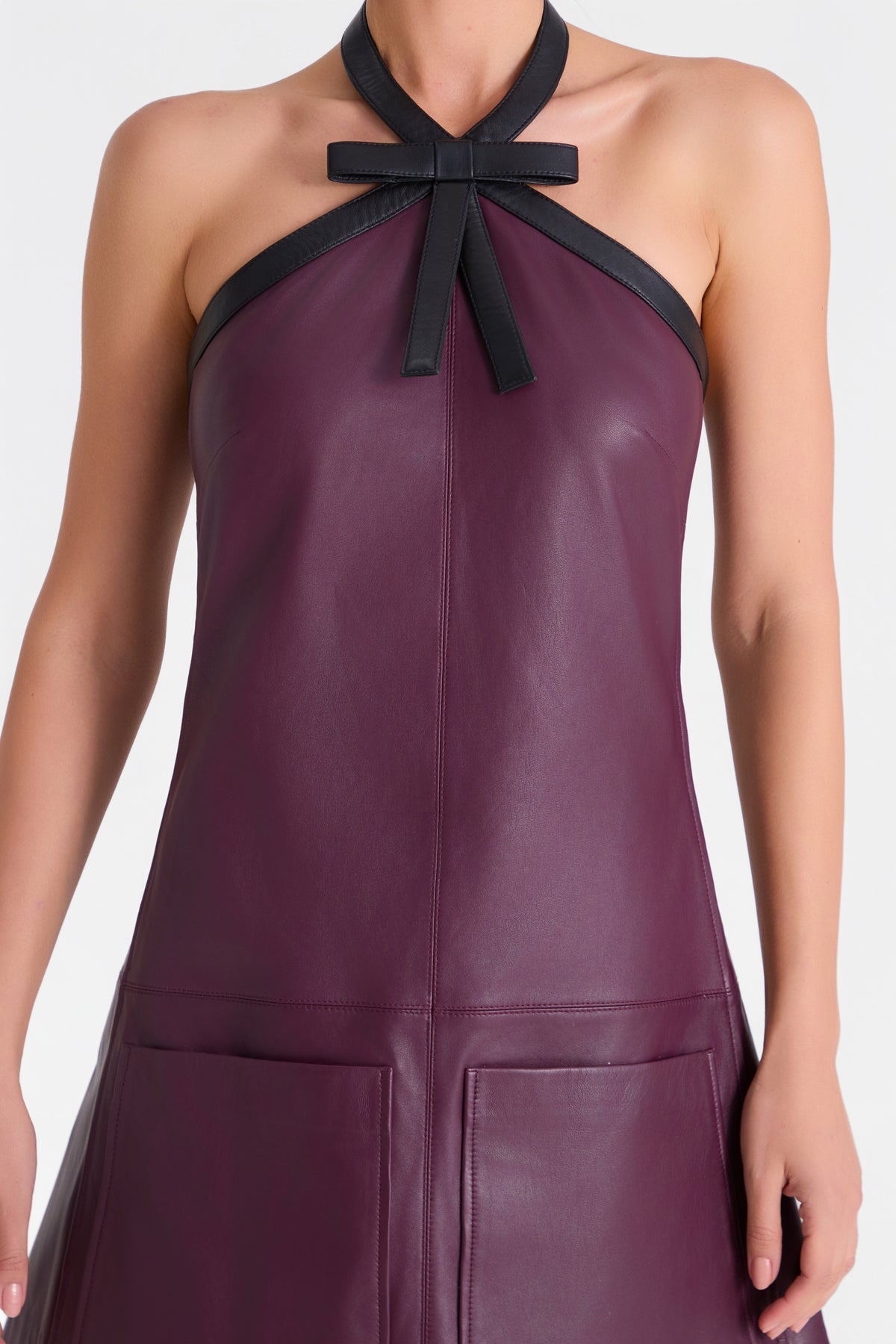 HARLOW BURGUNDY LEATHER DRESS