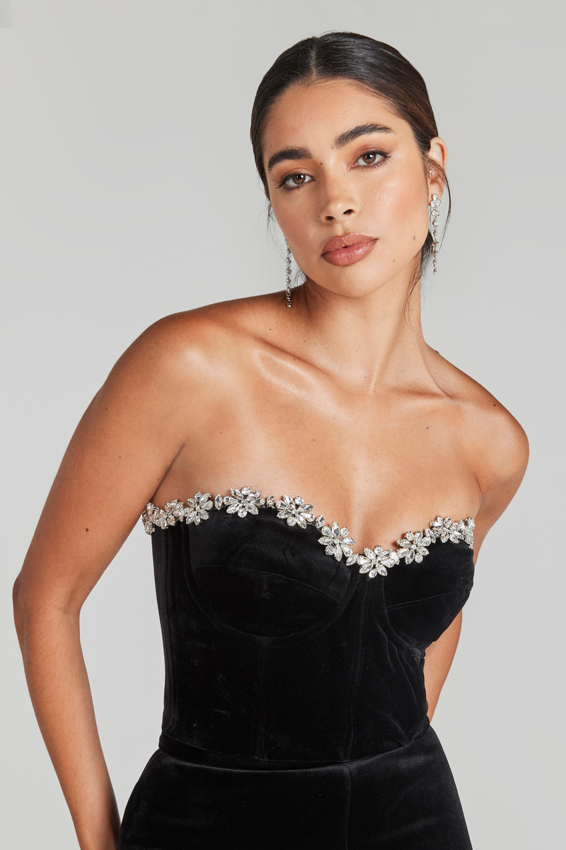 Black Velvet Corset Top, Sleeveless Corset Top