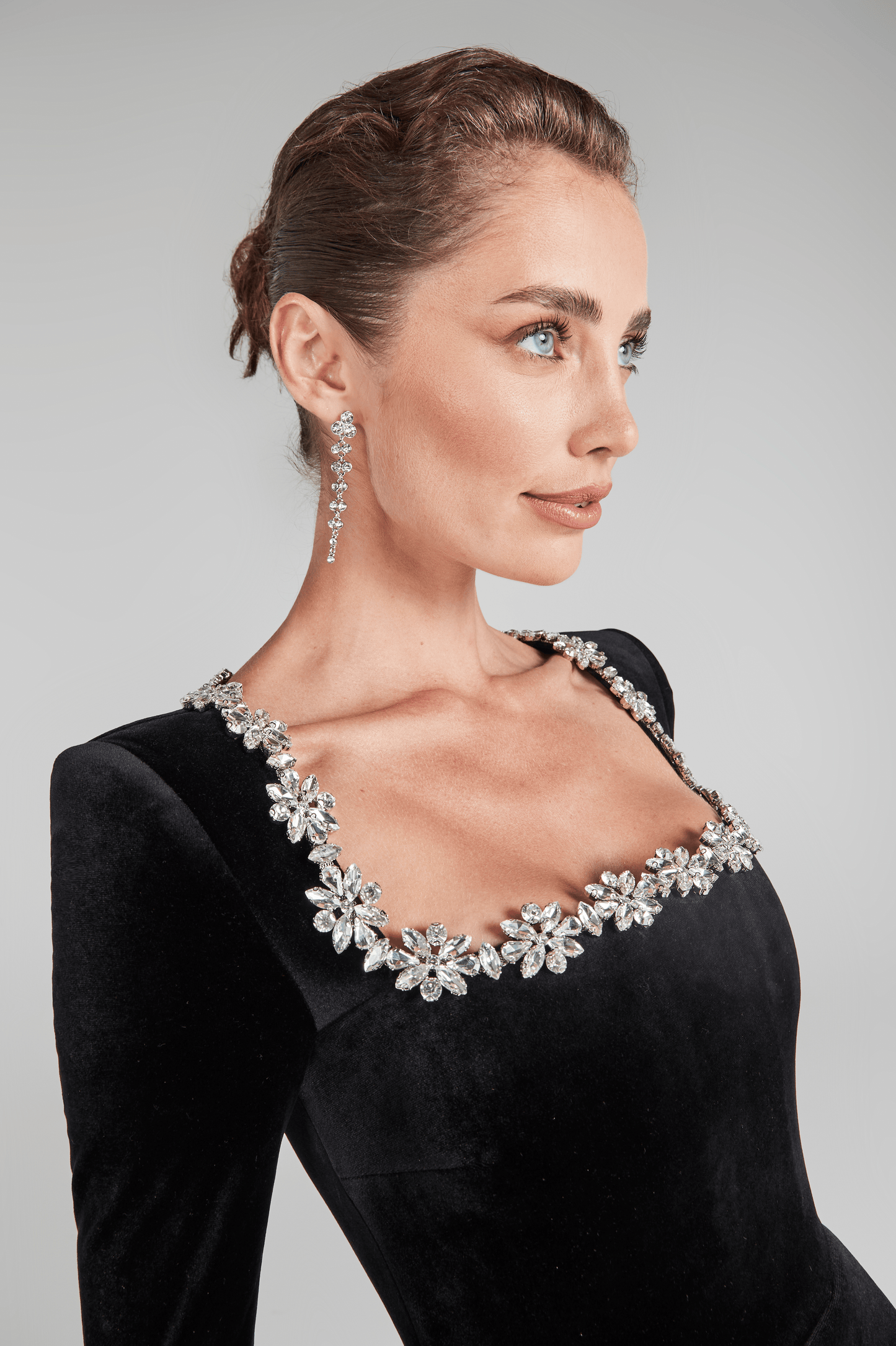 Kimberly Square Neck Black Mini Dress | NADINE MERABI Kimberly Square Neck Black Mini Dress | NADINE MERABI