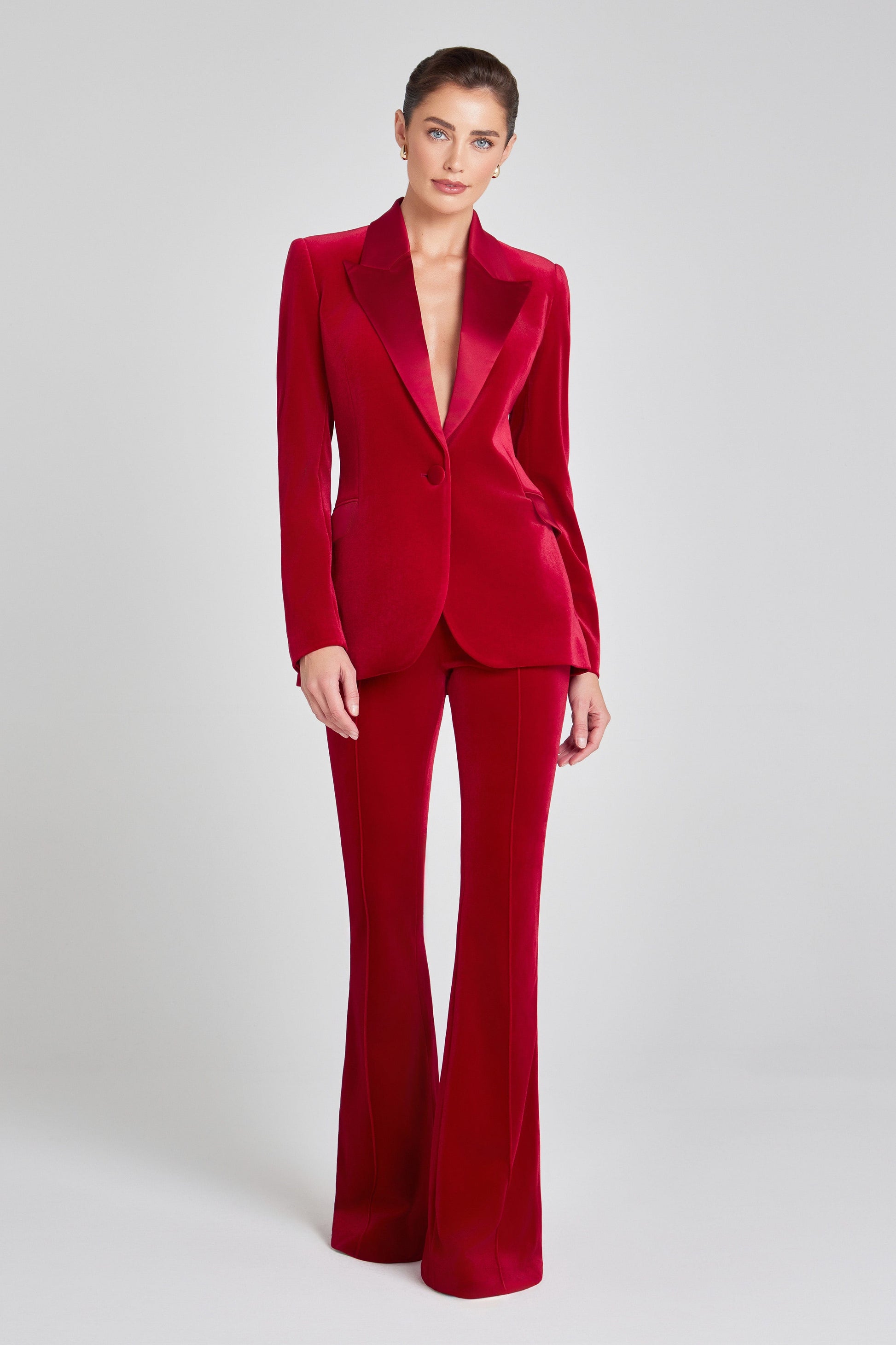 Beatrice Red Trousers | Red Velvet Trousers