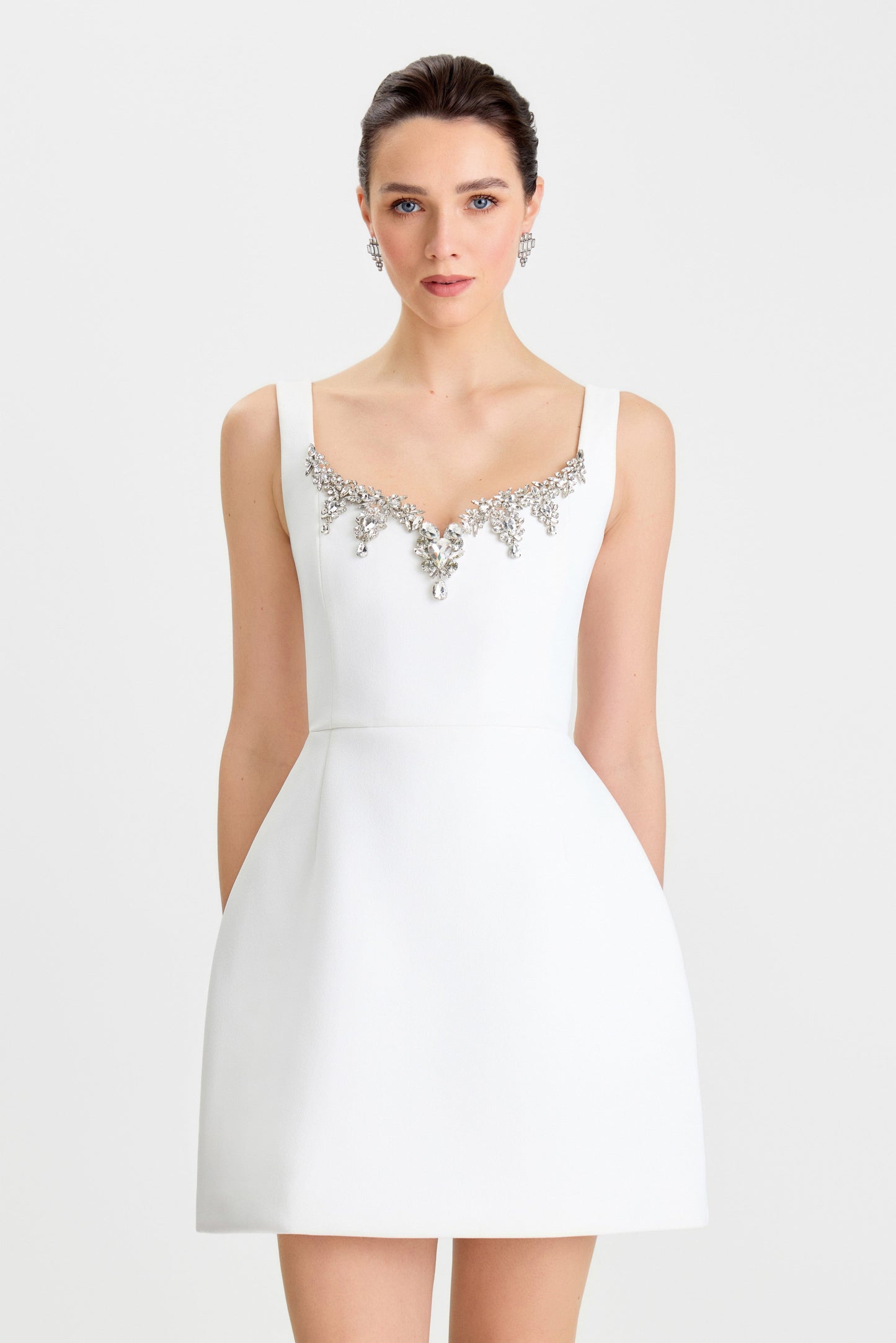 Blair White Draped Mini Dress | NADINE MERABI Blair White Draped Mini Dress | NADINE MERABI
