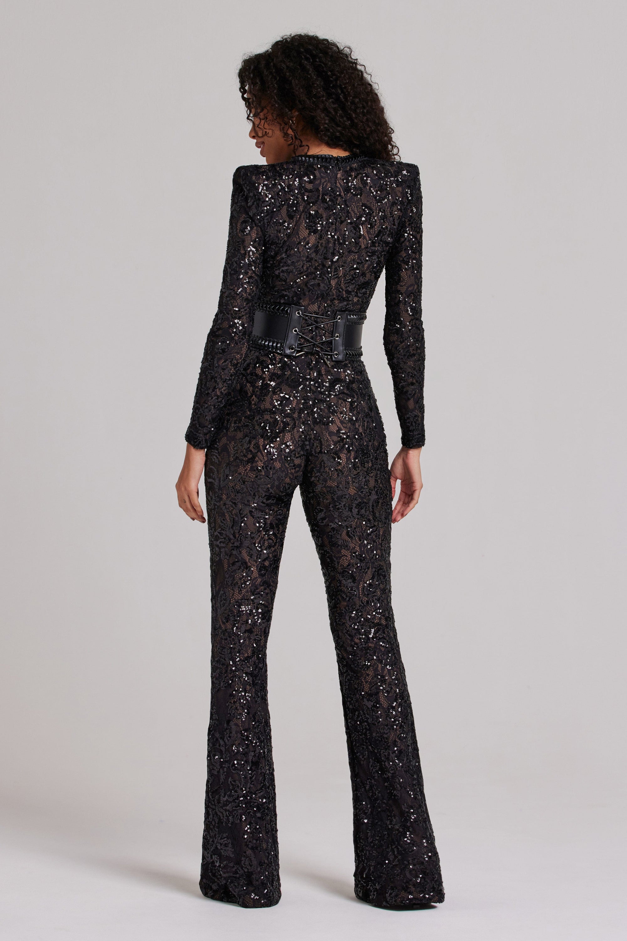 Nadine Merabi Jumpsuits Bella Black Dark Nude Jumpsuit
