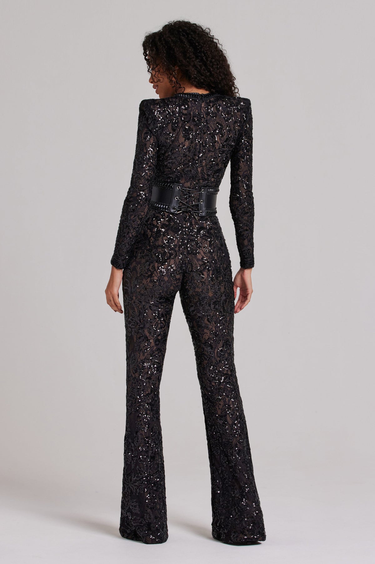 Nadine Merabi Jumpsuits Bella Black Dark Nude Jumpsuit
