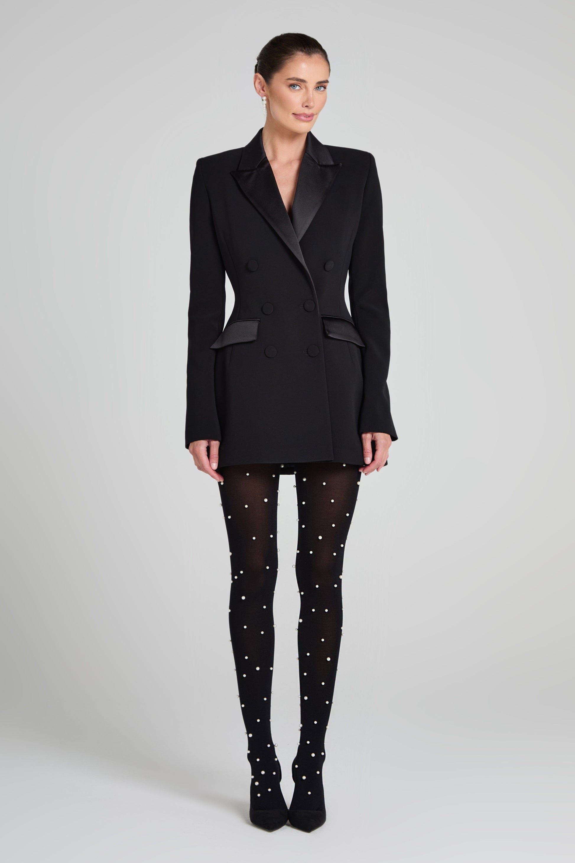 Diana Black Pearl Tights | Embellished Tights | NADINE MERABI Diana Black Pearl Tights | Embellished Tights | NADINE MERABI