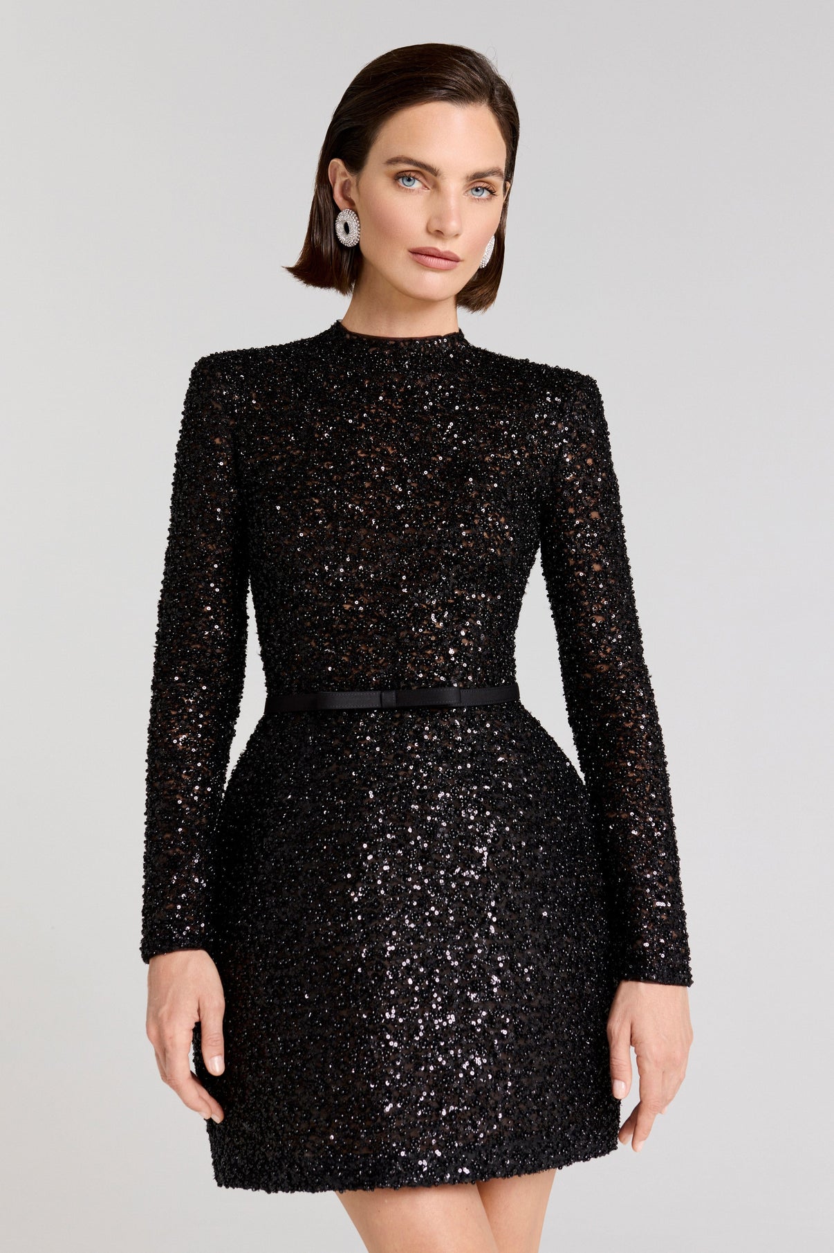 Edie Black Beaded Mini Dress