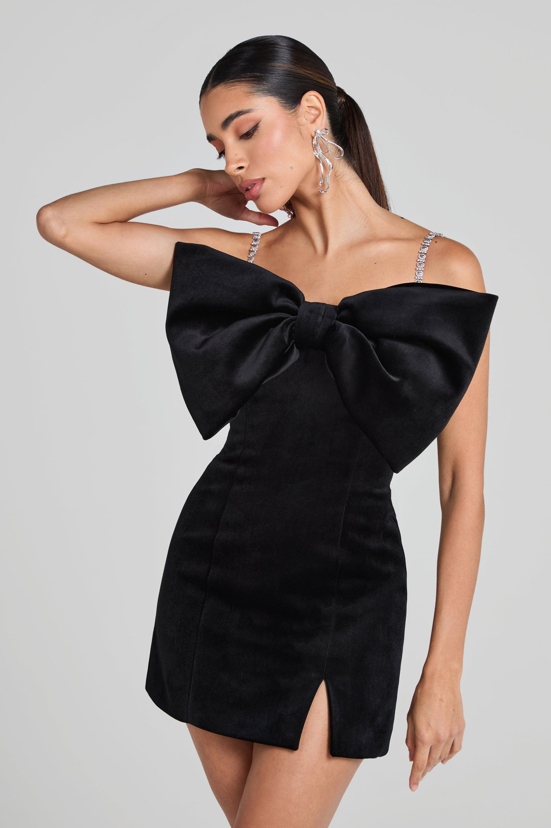 Elodie Black Bow Mini Dress