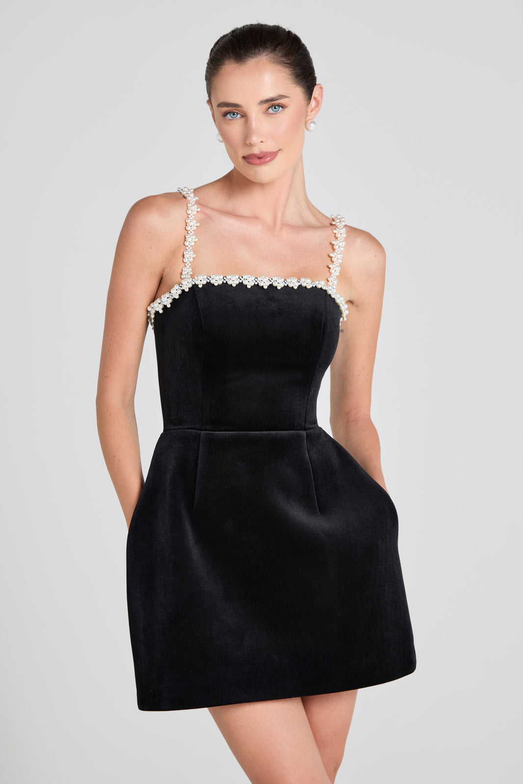NADINE MERABI Dresses Em Velvet Black Dress