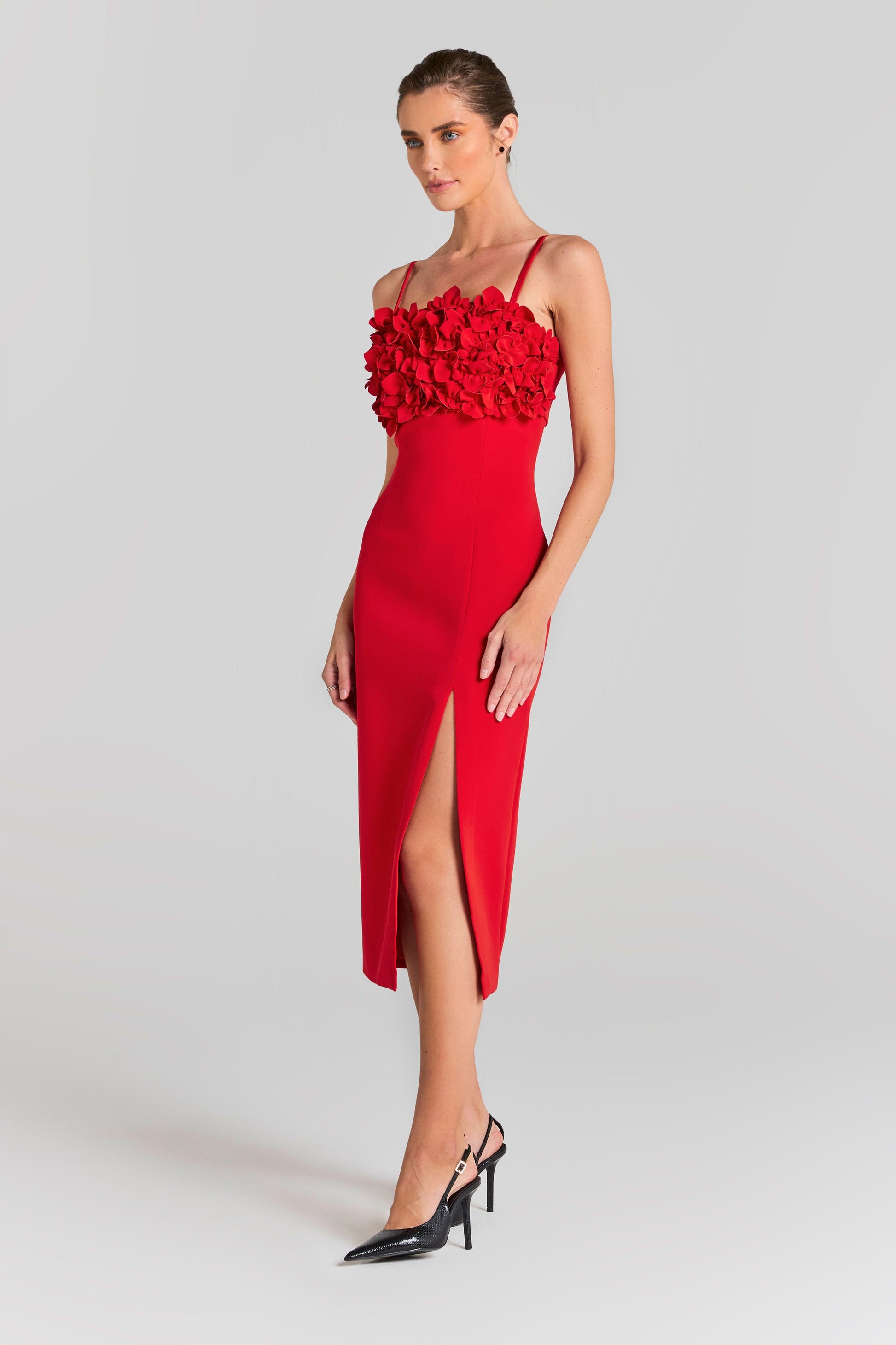 Jasmine Red Dress | Red Floral Midi Dress
