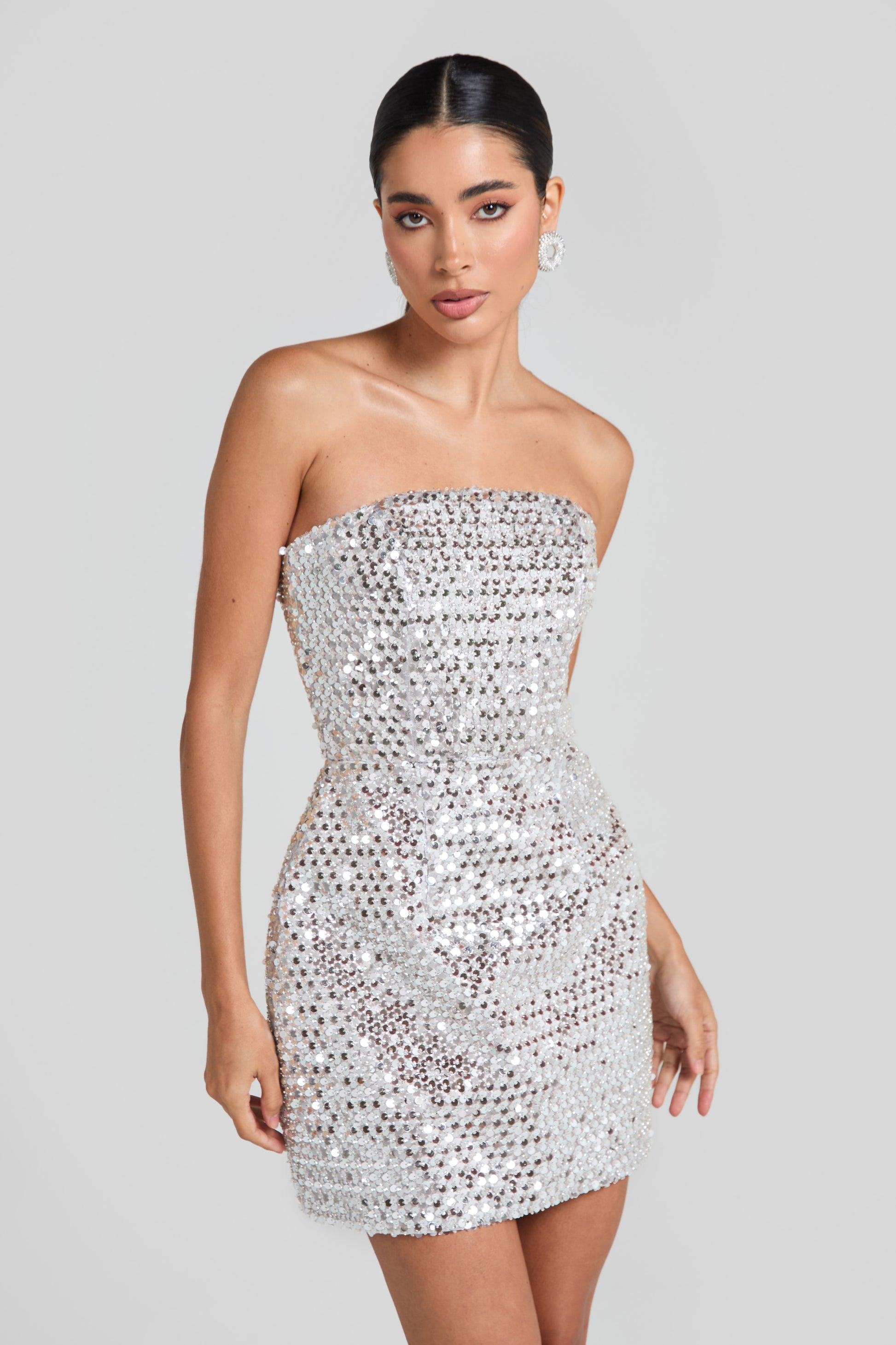 Lucia Silver Dress NADINE MERABI1