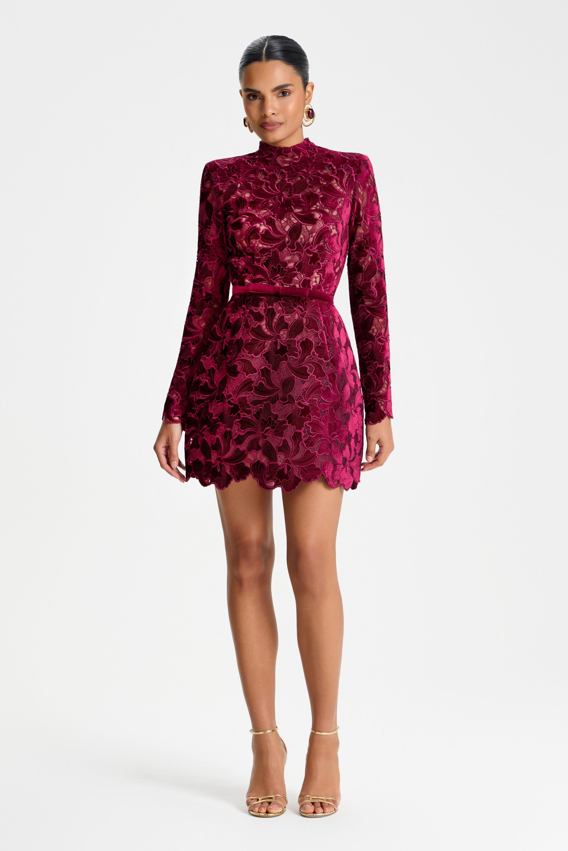 Lydia Burgundy Dress | NADINE MERABI Lydia Burgundy Dress | NADINE MERABI
