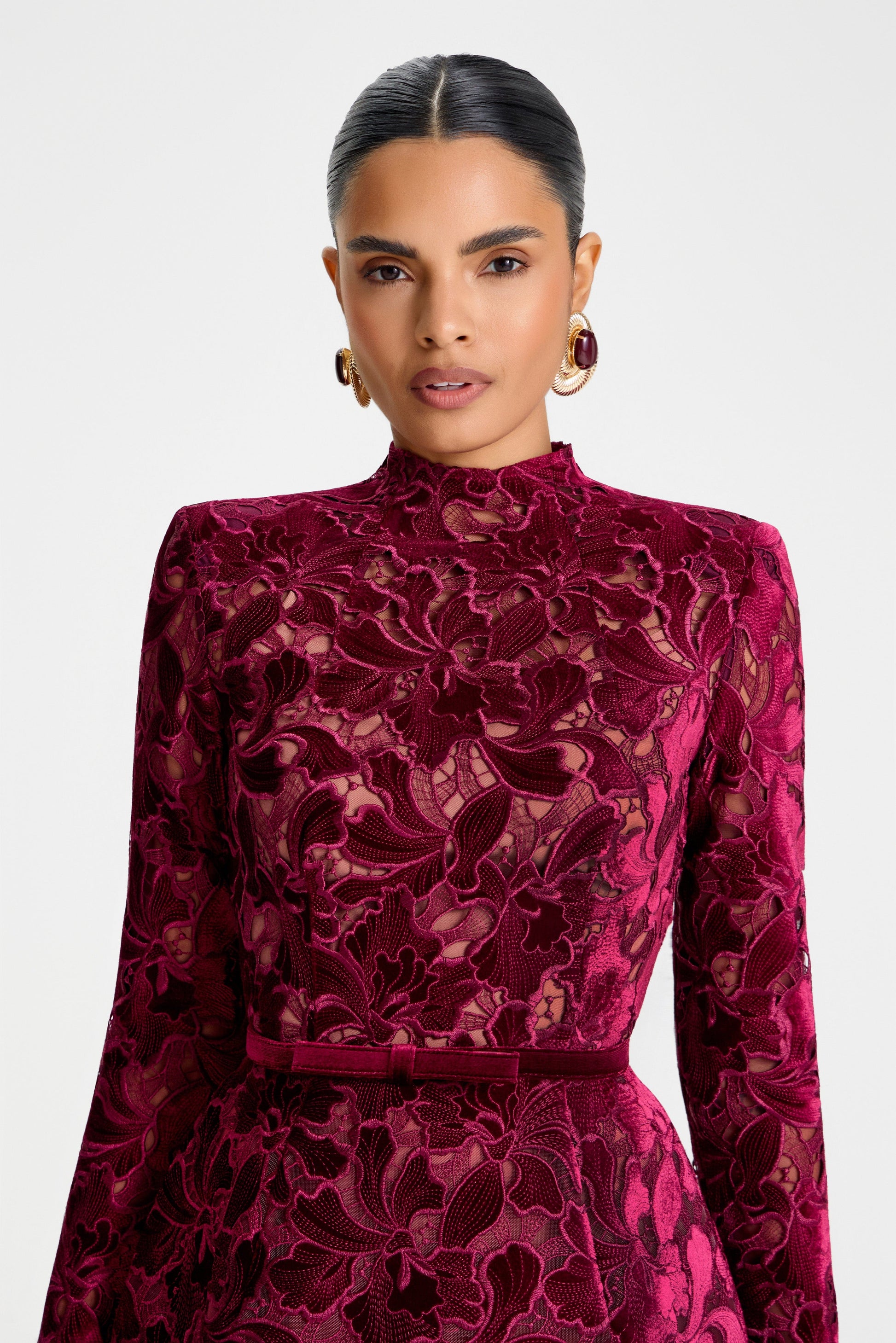 Lydia Burgundy Dress | NADINE MERABI Lydia Burgundy Dress | NADINE MERABI