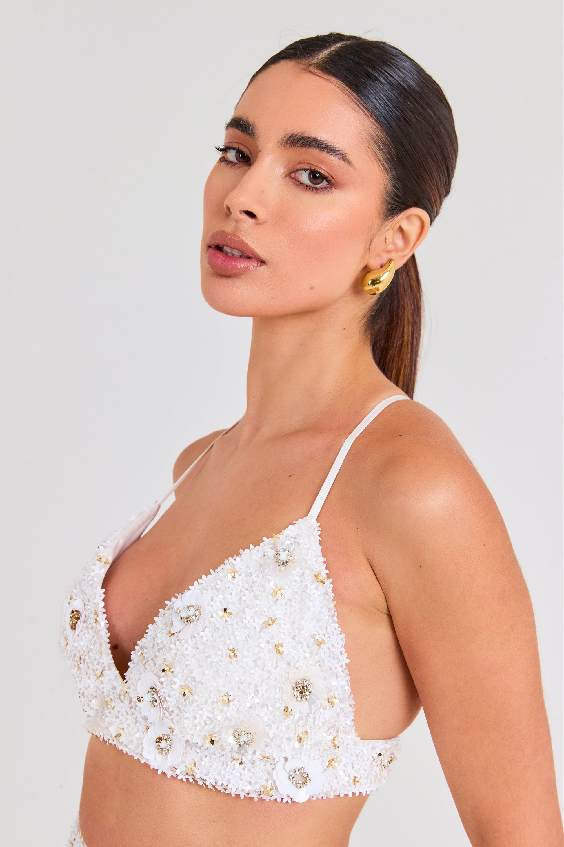 NADINE MERABI Tops Nikita White Bra Top