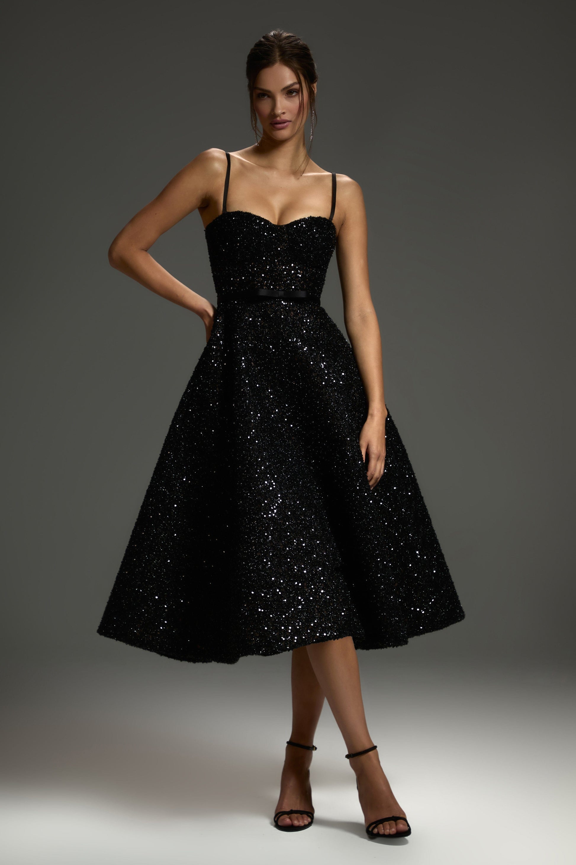 nadine merabi black sequin dress Nadine Merabi Hannah Black Sequin Dress by NADINE MERABI