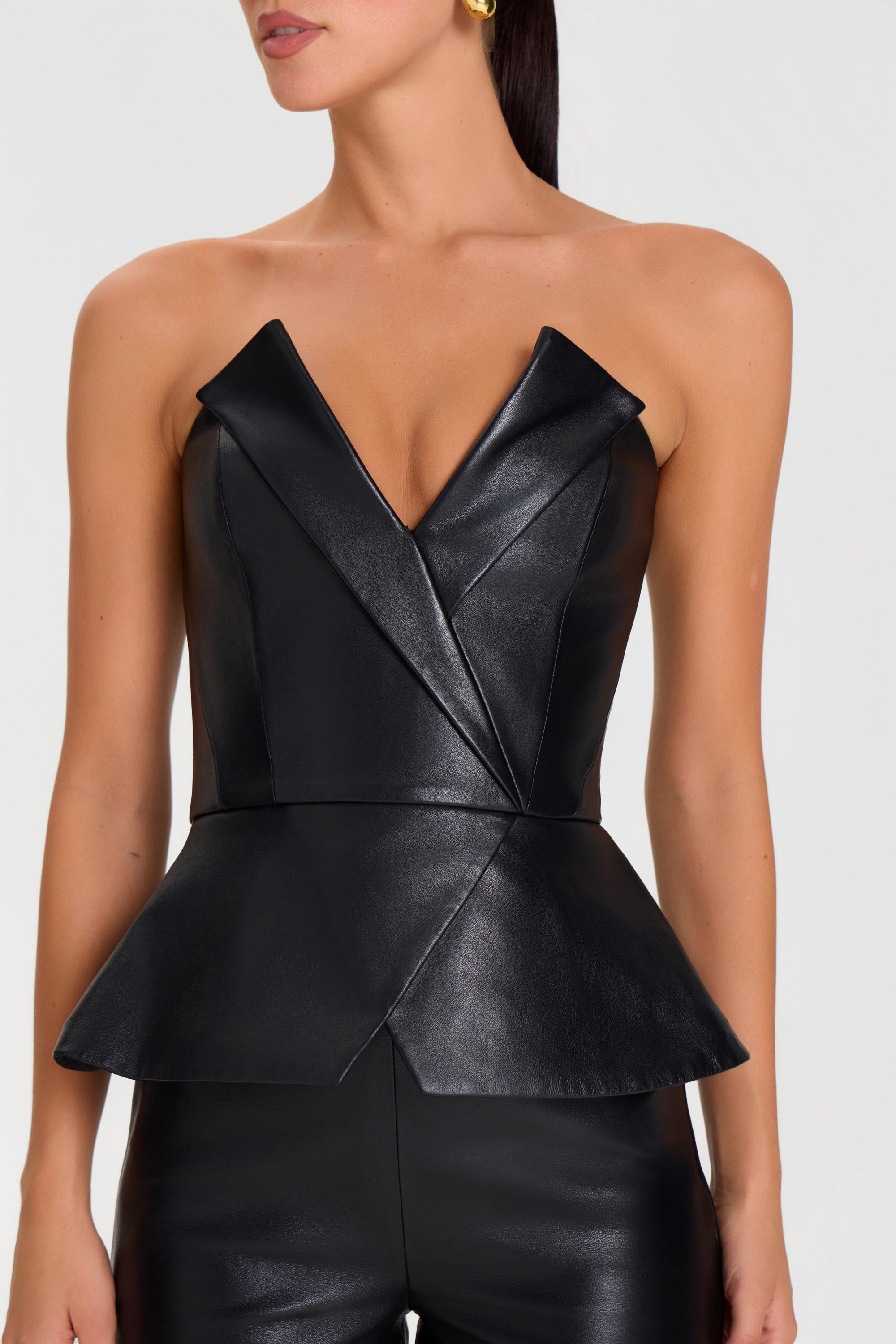 TOP Tops Ella Black Leather Top