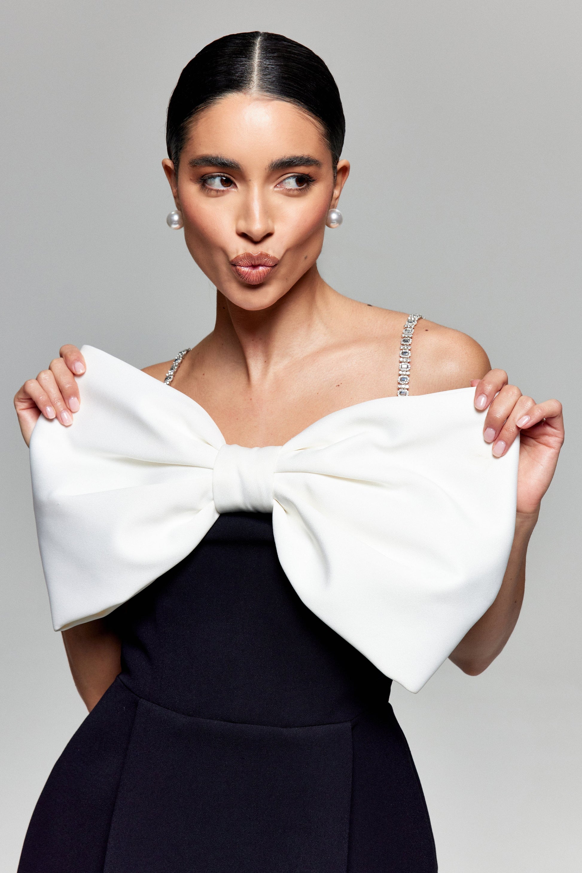 Jenny Bow Dress | White Bow Mini Dress | NADINE MERABI Jenny Bow Dress | White Bow Mini Dress | NADINE MERABI