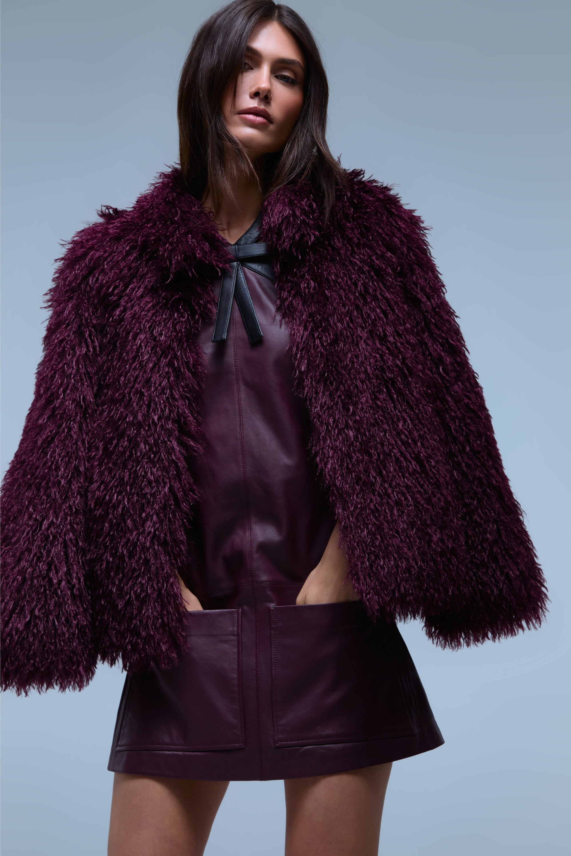 MINI Dresses HARLOW BURGUNDY LEATHER DRESS