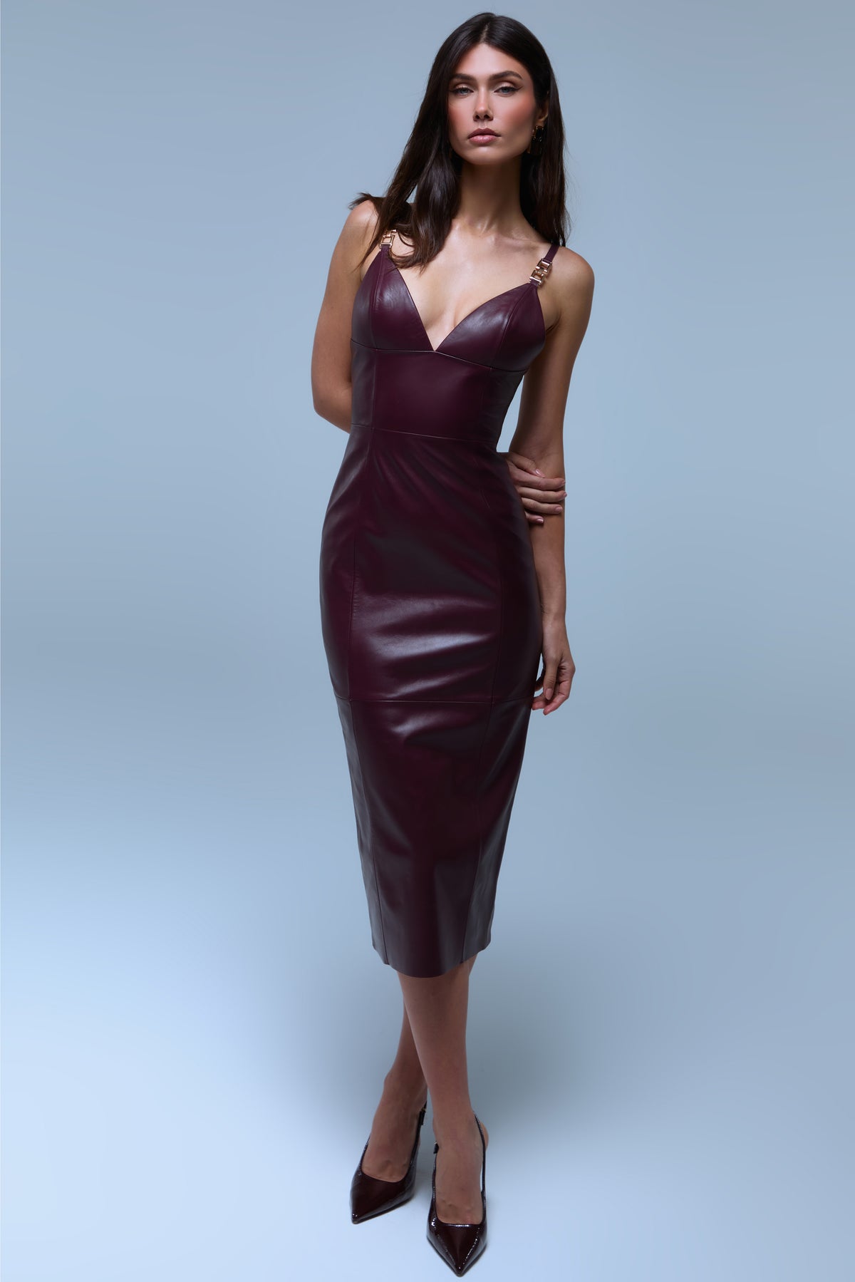 Bianca Burgundy Leather Dress
