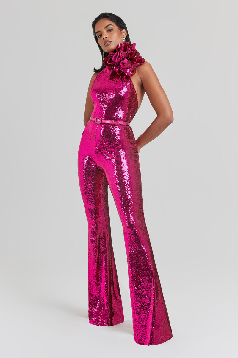 Cecille Hot Pink Jumpsuit