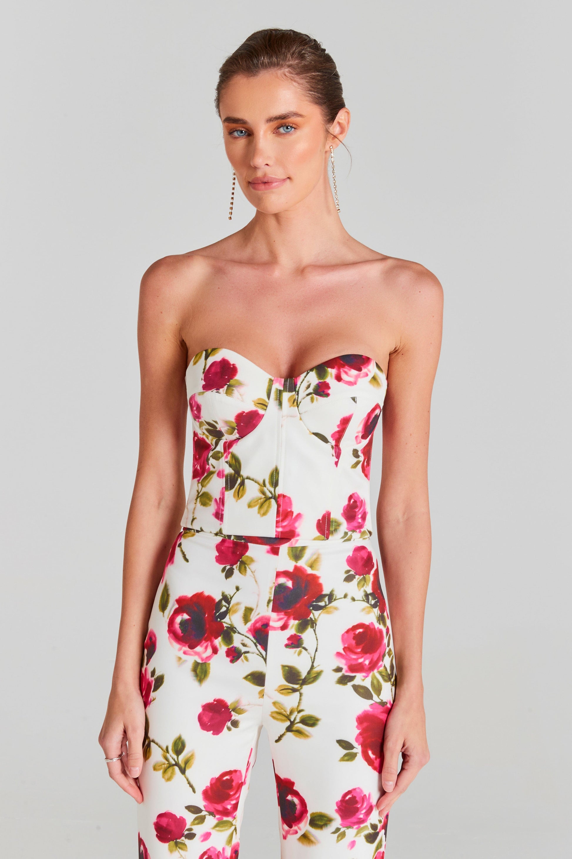 NADINE MERABI Tops Portia White Floral Corset Top
