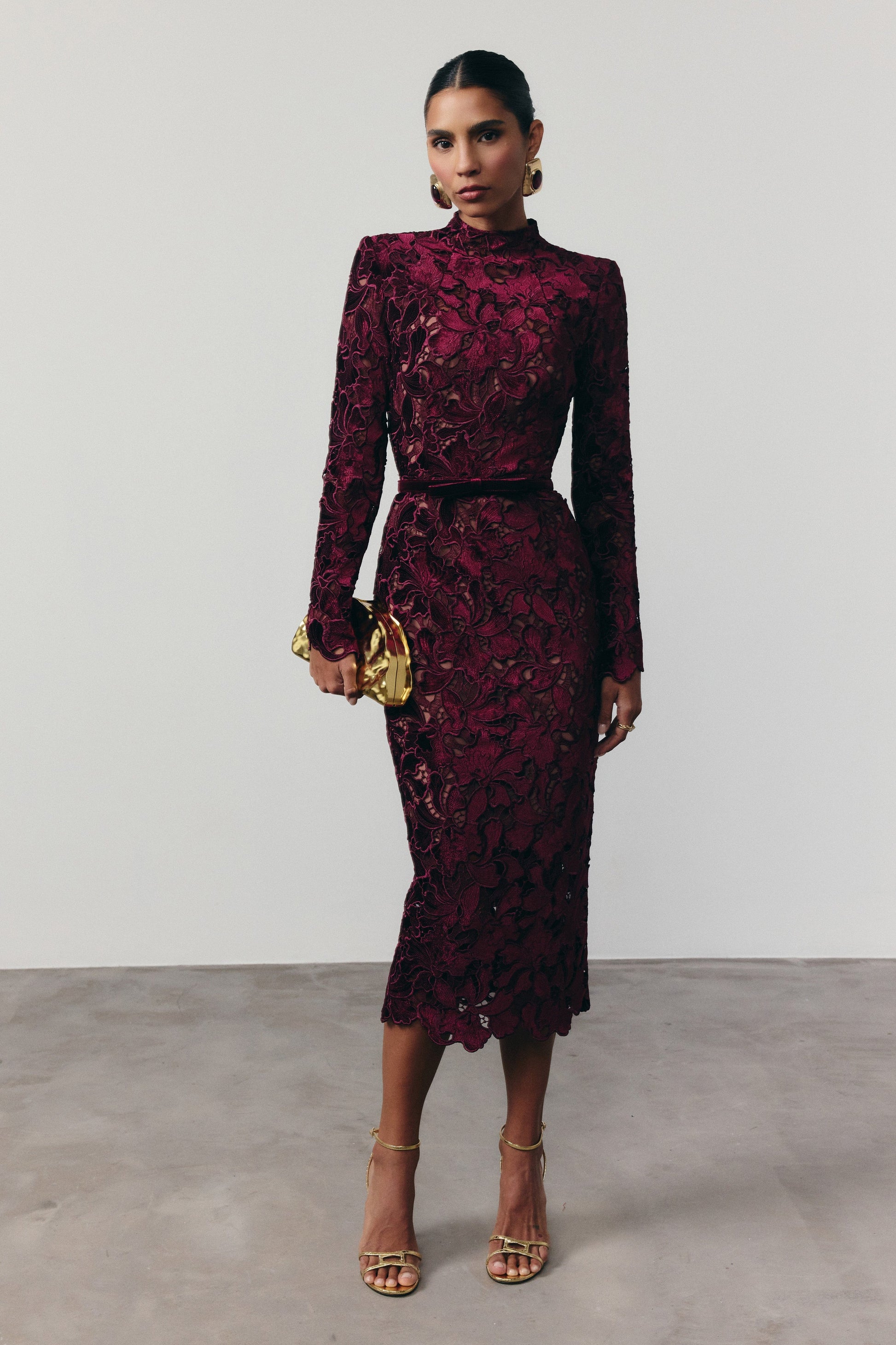 Diane Burgundy Lace Dress