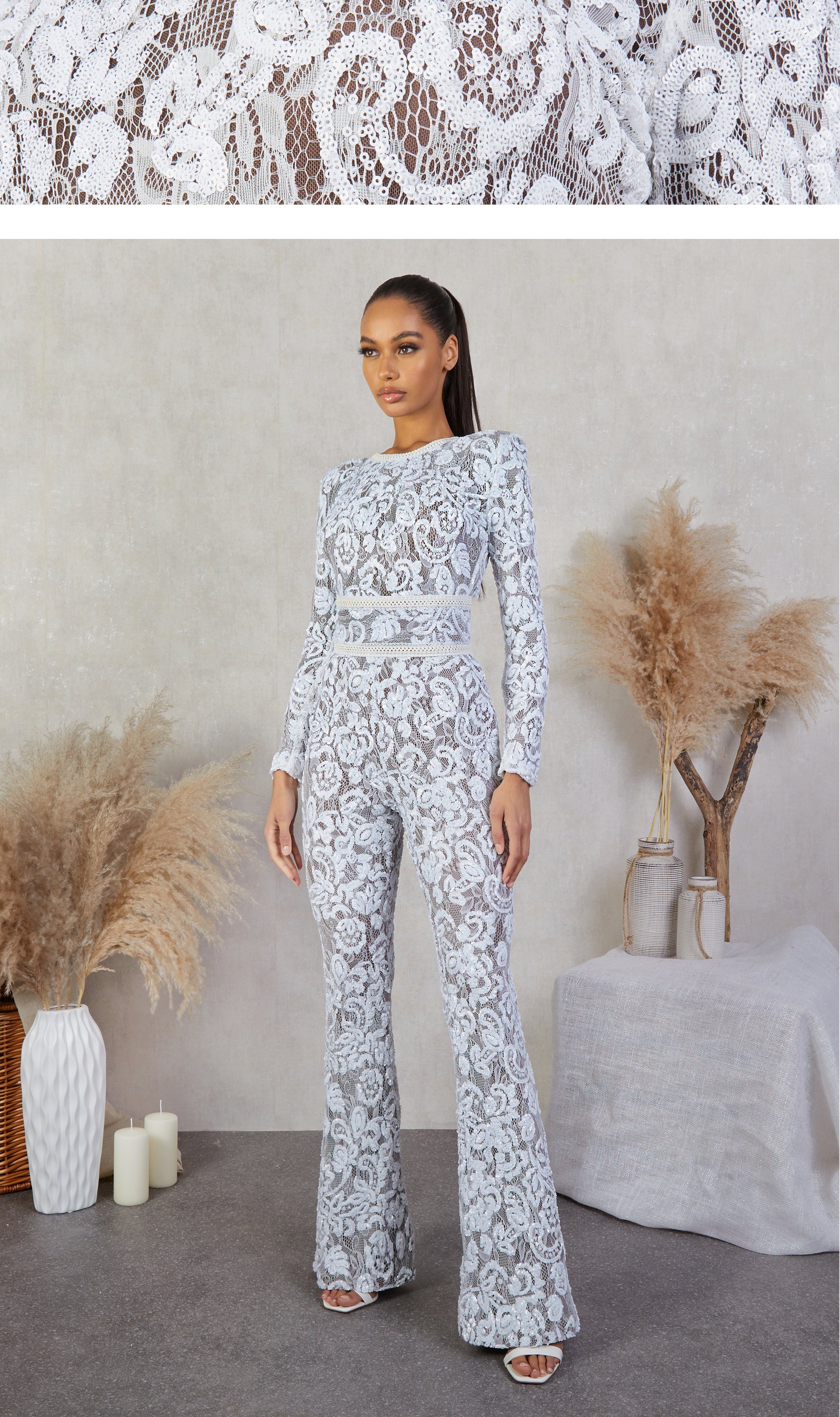 BELLA Lace Sequin Jumpsuit, Flattering Jumpsuit