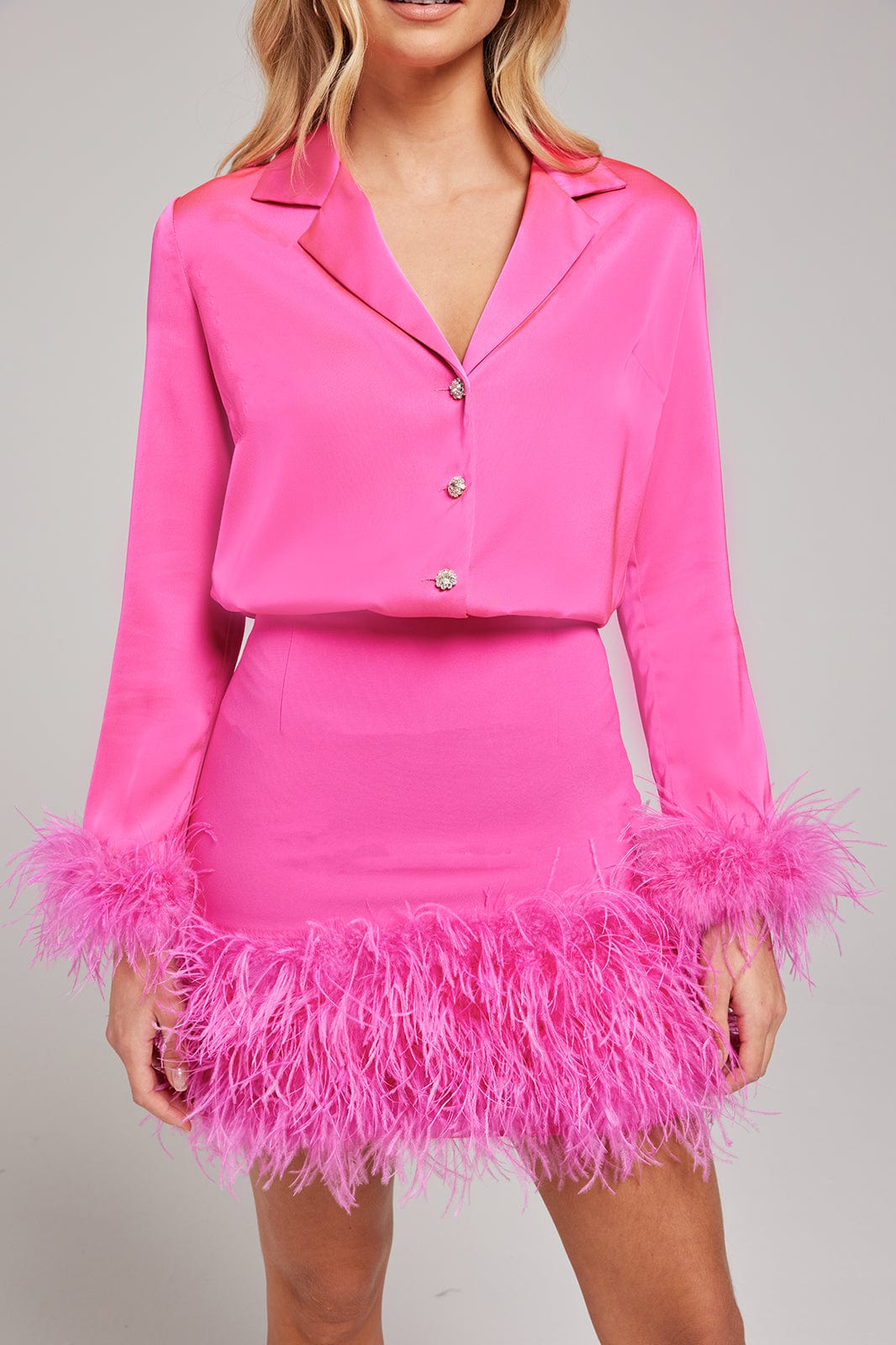 NADINE MERABI Tops Taylor Hot Pink Shirt