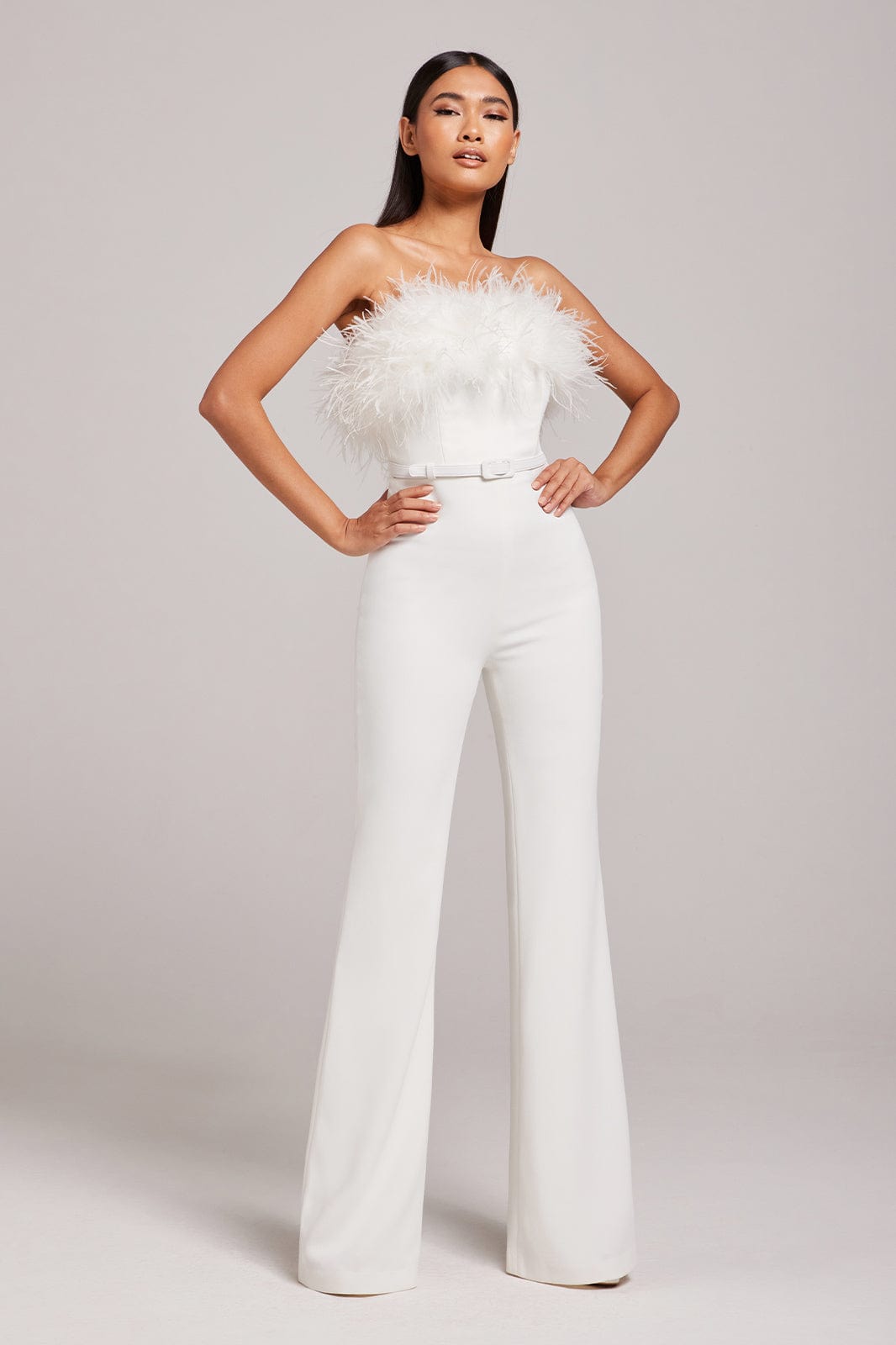 white dress jumpsuit COLETTE White Feather Jumpsuit