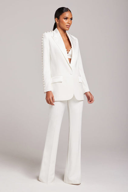 White Suit with a Splash of Yellow - Baubles to Bubbles